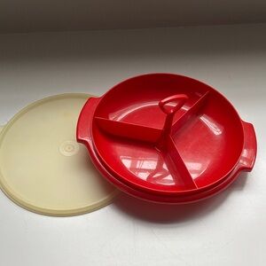 VTG TUPPERWARE Red Divided Suzette Tray